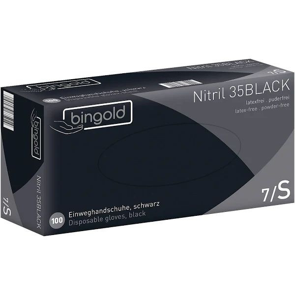 Bingold Handschuhe Nitril Black S, 100 Stück